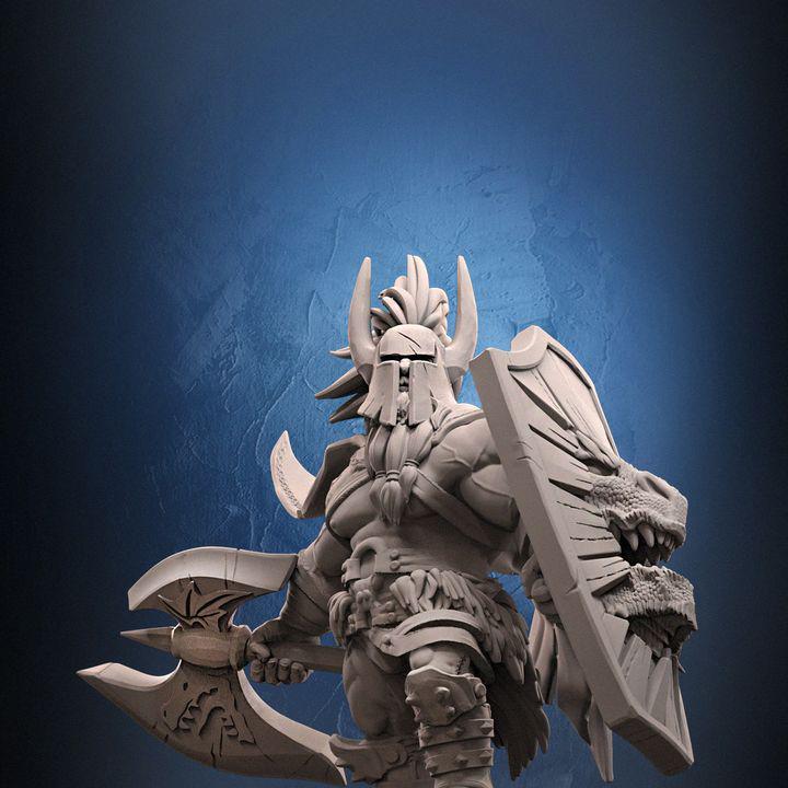 Hagall: Armored Dwarf Barbarian Miniature - Dragun Studios RPG