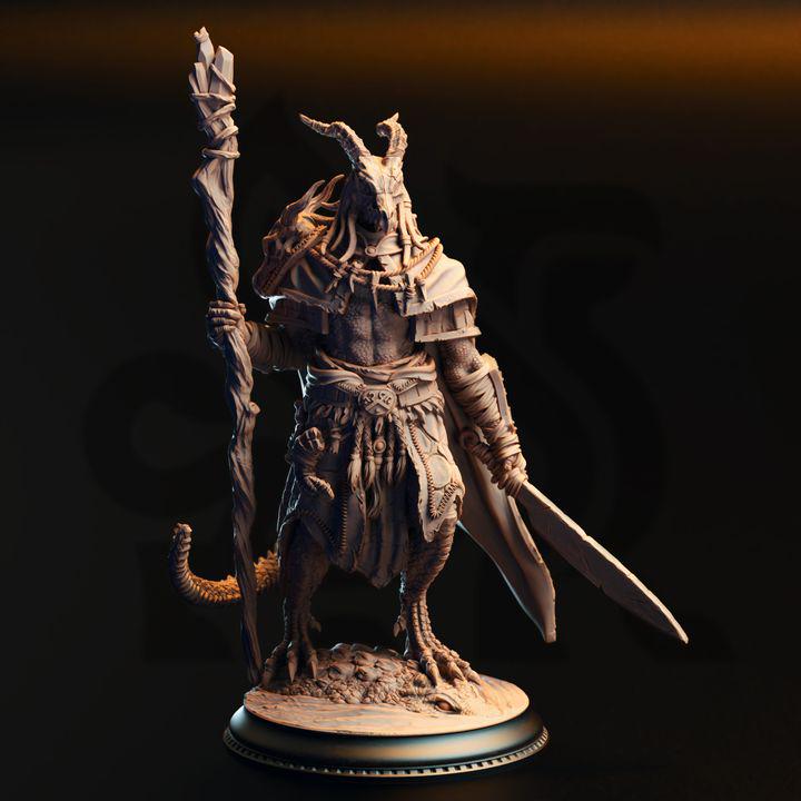 Horzin Ashen-Palm black dragonborn druid miniature, photo 2