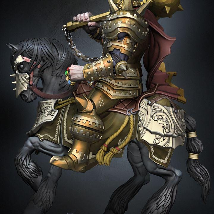 General Garibaldi – Mounted Knight – 65mm Scale – Fantasy Miniature – DnD Pathfinder Boss – Cavalry Warrior