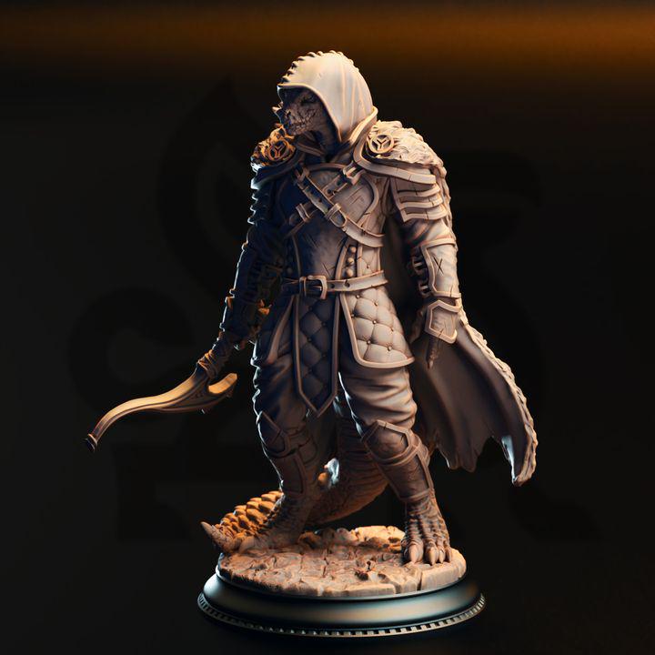 Gelzik Pad-Foot black dragonborn ranger miniature, photo 2