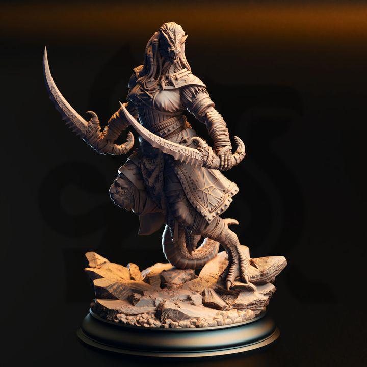 Kijaa Shadowblade black dragonborn rogue miniature, photo 2