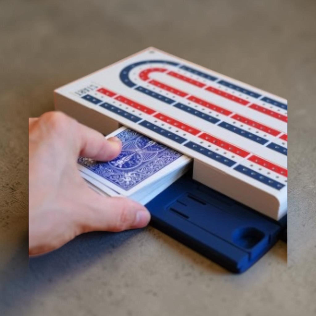 PlayBook'd Cribbage Board, Magnetic Travel Set, Hidden Card Storage, Portable Game