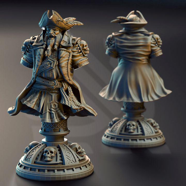 Dwarf pirate captain bust, 120mm fantasy display model, photo 2