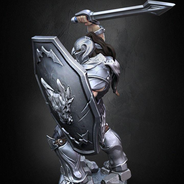 Battler Knight Miniature: 66mm/99mm Resin Model - Dragun Studios