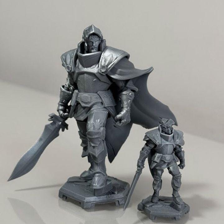 Armored Knight King Miniature – Fantasy RPG Boss Figure (32mm/75mm Scale)