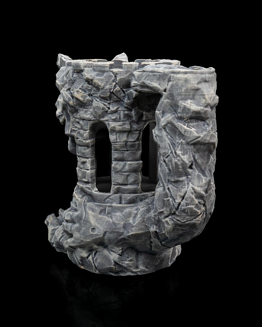 Dragon Fortress Dice Tower and Can Holder | Fantasy RPG Desk Organizer | D&D Gaming Accessories for Tabletop Players | Unique Gift for Gamer