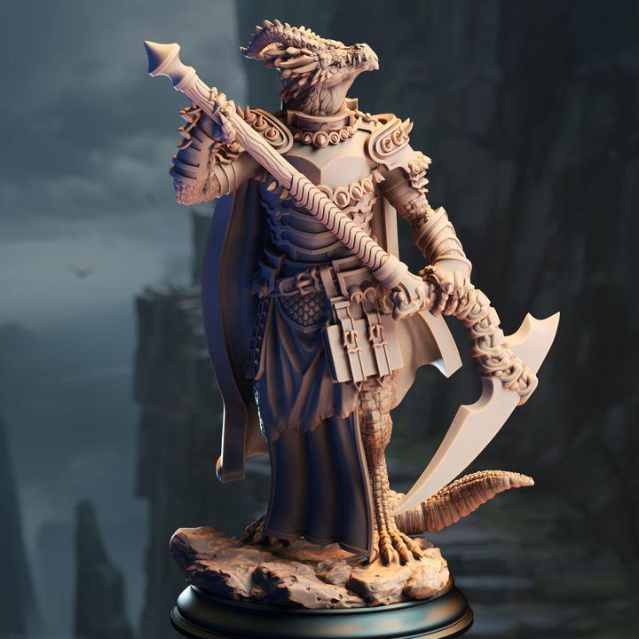 Ilvias the Reaper dragonborn warlock miniature, by GLC3DPrints