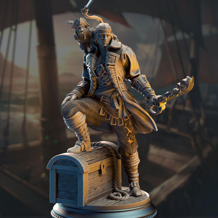 Ervin Wave Dancer water genasi pirate miniature, by GLC3DPrints