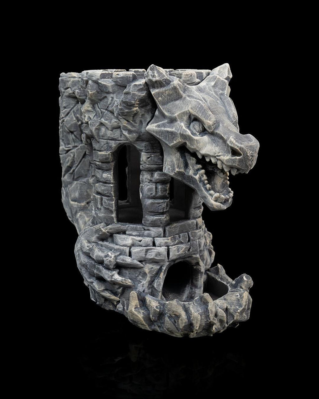 Dragon Fortress Dice Tower and Can Holder | Fantasy RPG Desk Organizer | D&D Gaming Accessories for Tabletop Players | Unique Gift for Gamer