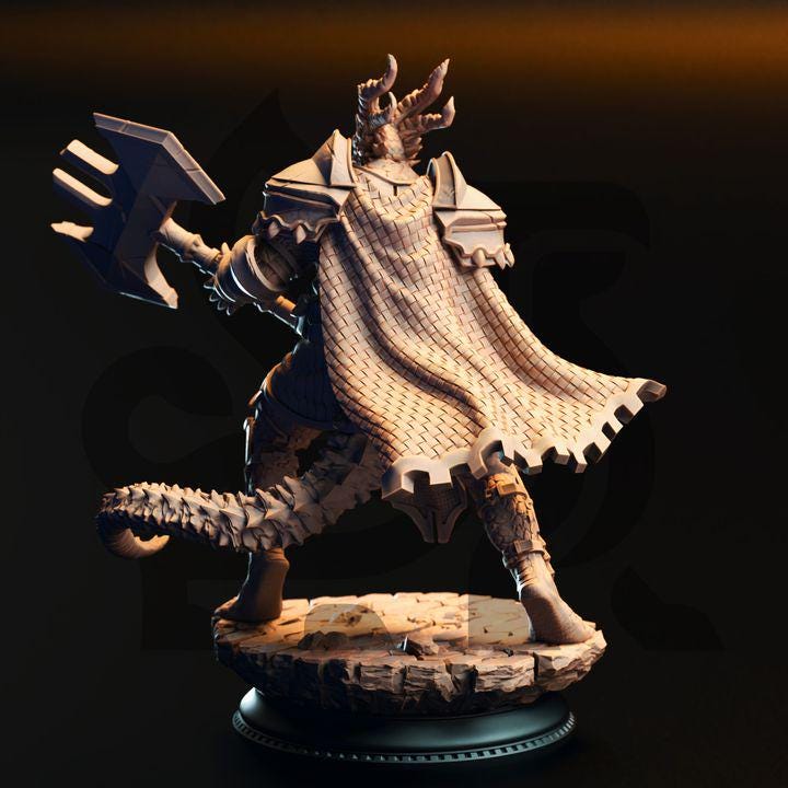 Silver Dragonborn Knights Miniature Set