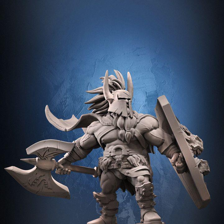 Hagall: Armored Dwarf Barbarian Miniature - Dragun Studios RPG
