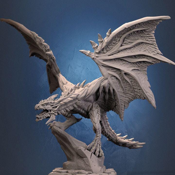 Dark Drake wyvern miniature by Dragun Studios for D&D and Pathfinder, printed by GLC3DPrints