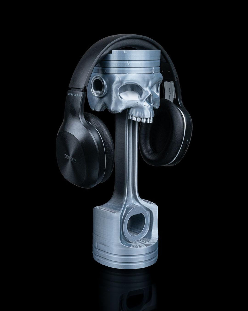 Piston Reaper Headphone Holder – Skull & Piston Headset Stand – 3D Printed PLA – Gamer Desk Accessory