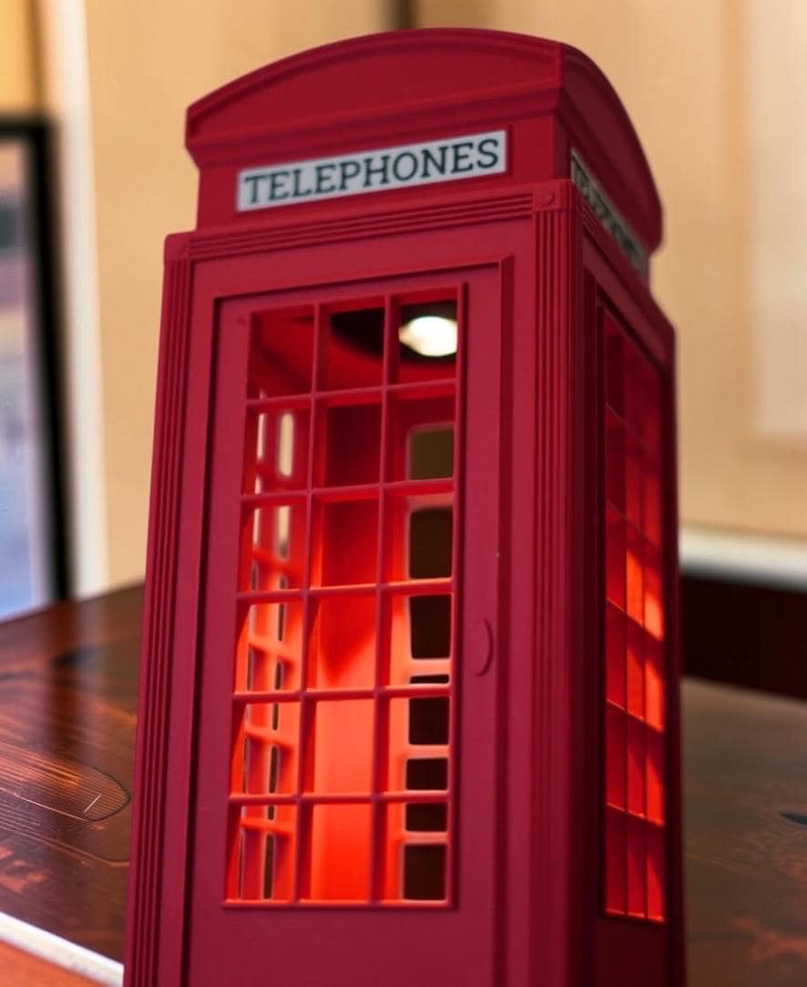 Red telephone booth phone lock box