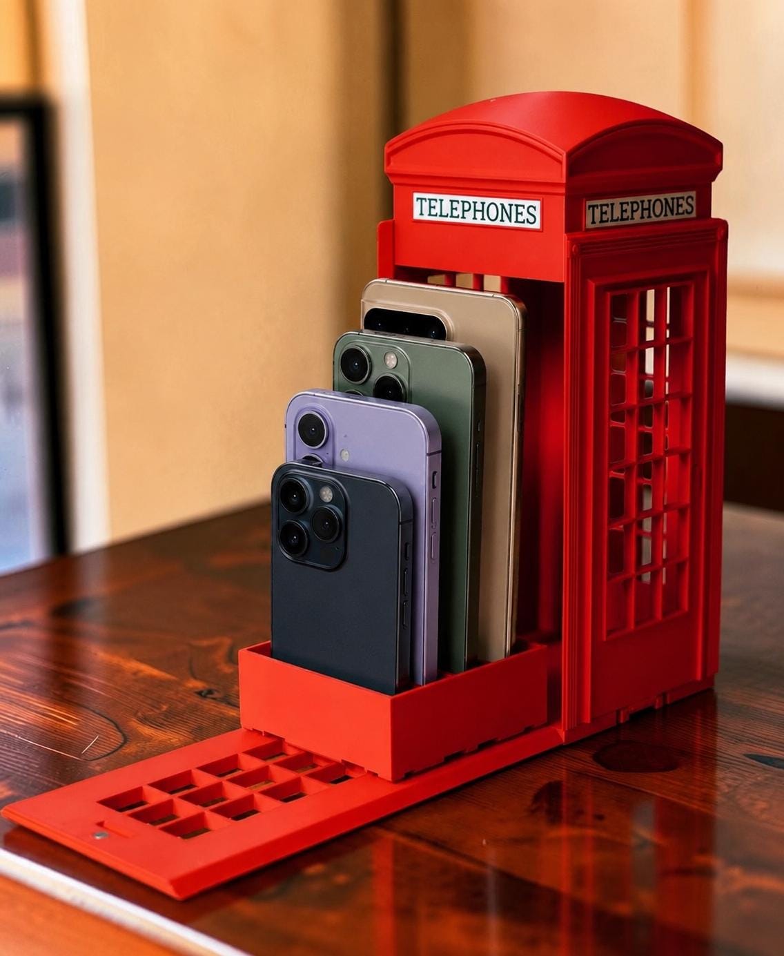 Red telephone booth phone lock box