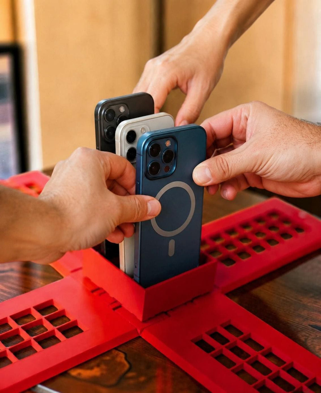Red telephone booth phone lock box