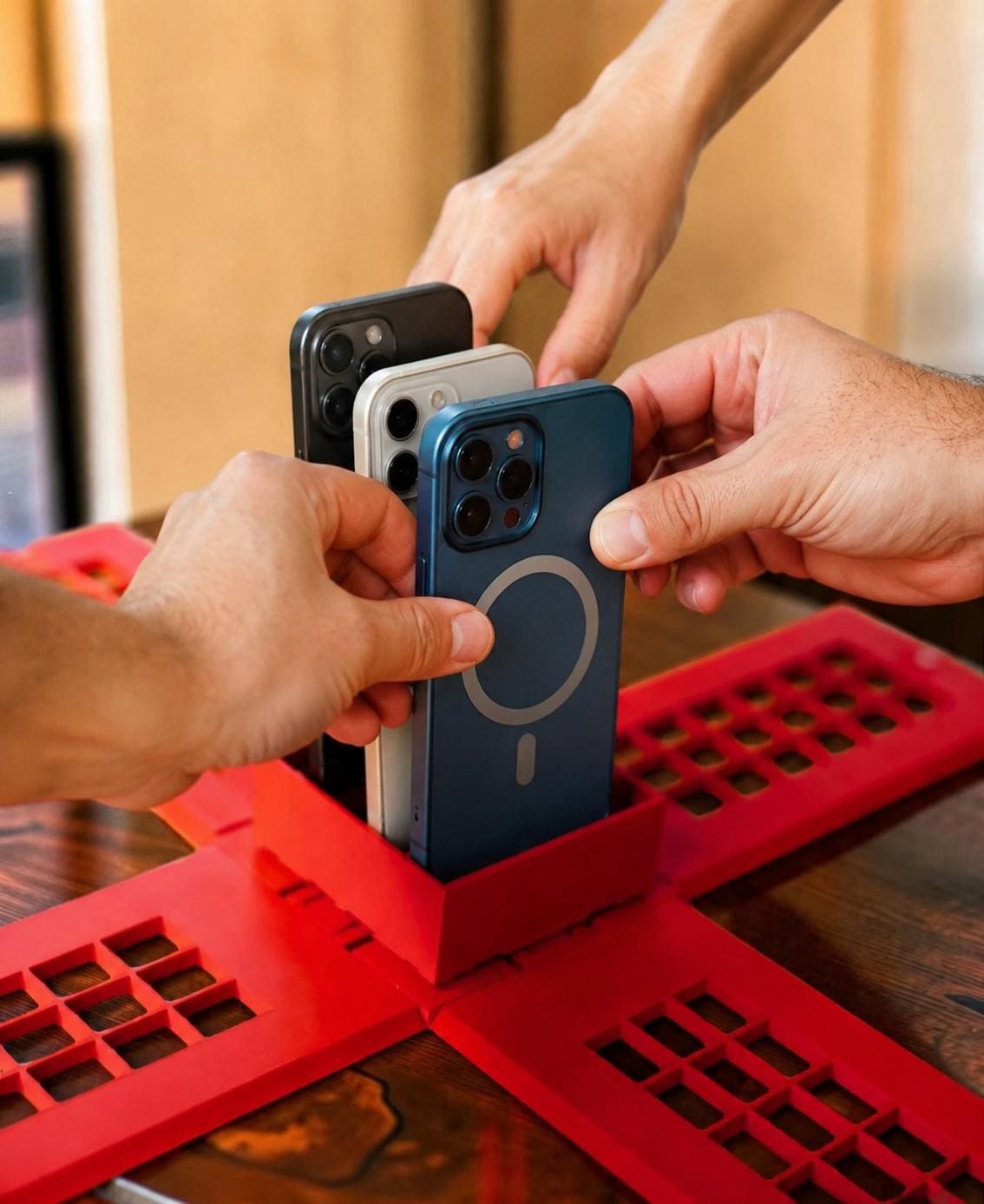 Red telephone booth phone lock box