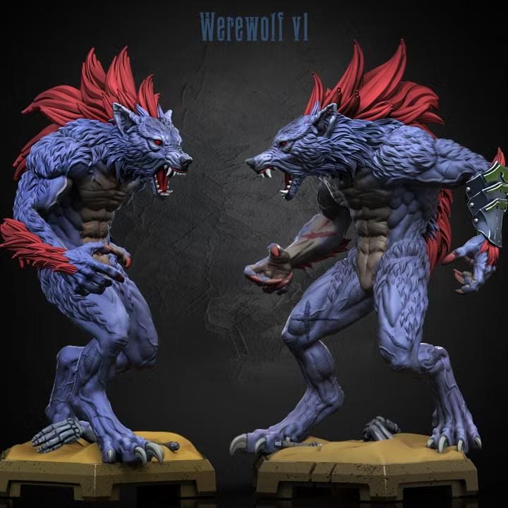 Werewolf miniature, side view