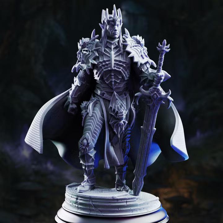 Dark elf commander miniature in spiked armour, resin printed by GLC3DPrints