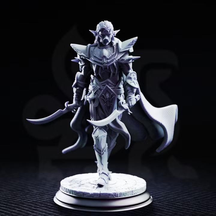 Dark elf warrior miniature, view 5