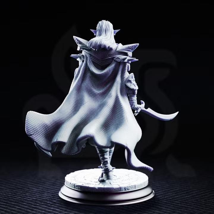 Dark elf warrior miniature, view 4