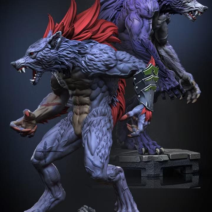 Werewolf miniature, alternate view