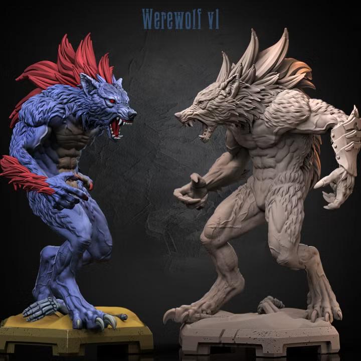 Werewolf miniature, resin printed by GLC3DPrints