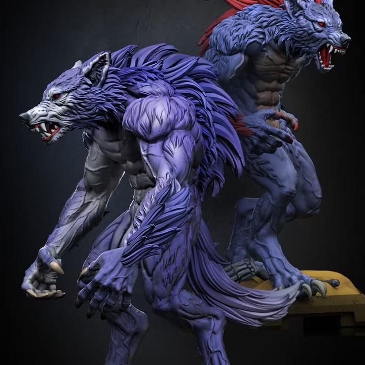 Werewolf miniature, detail view