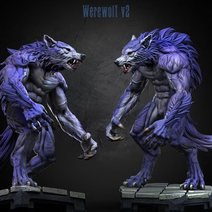Werewolf miniature, second pose alternate view
