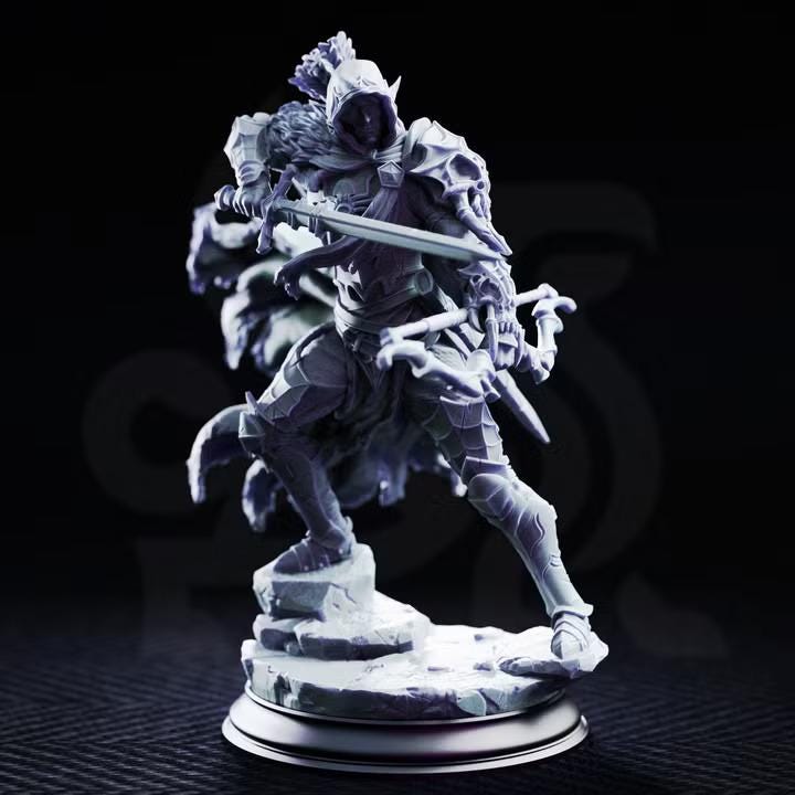 Karazor drow spider ranger miniature, detail view